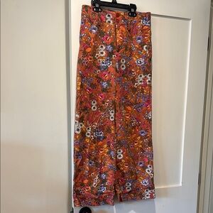 Anthropologie Brown and Orange Maxi Pleated Pants
